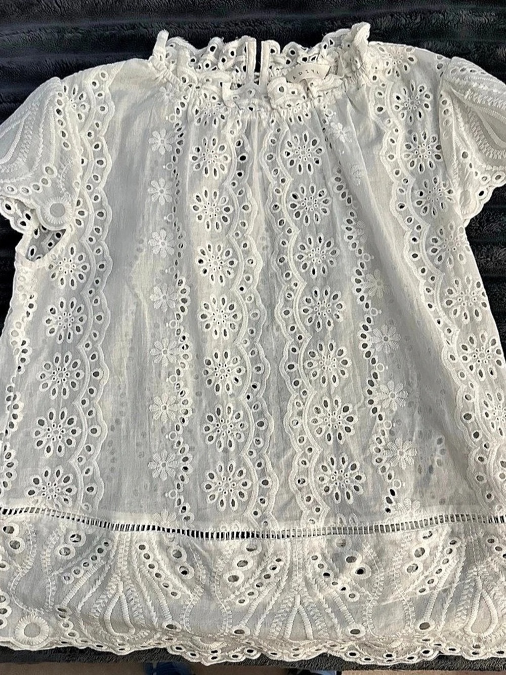 Adiva White Eyelet Blouse, size Medium
